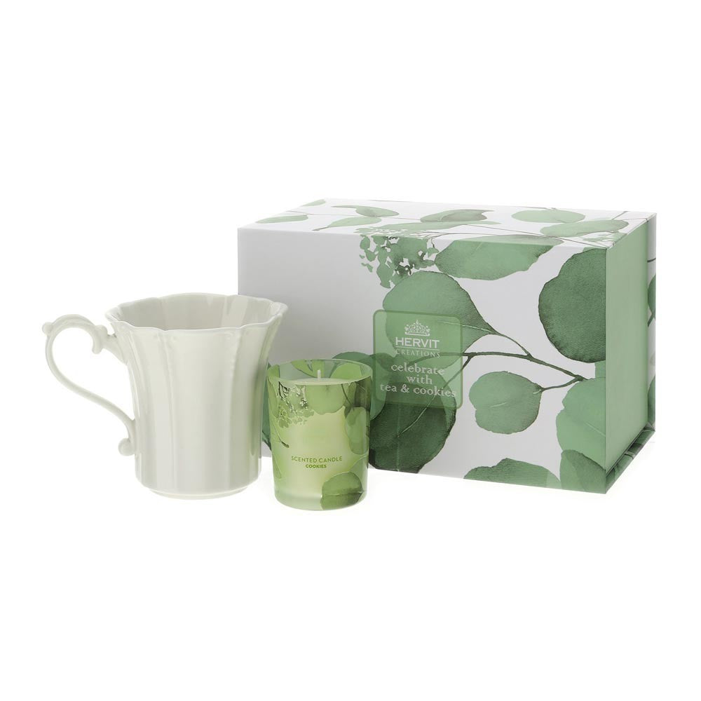 HERVIT Set candela & mug Botanic