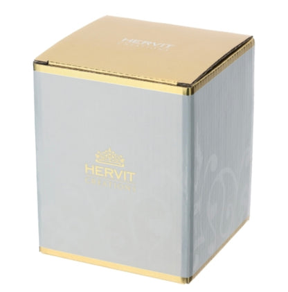 Sfera in Vetro Soffiato Bianco con Decori Oro – Hervit