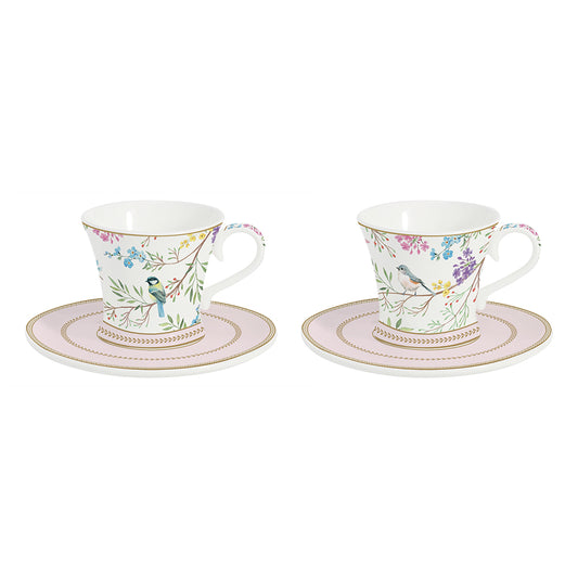 Set di Tazzine in Porcellana Birds Melody di Easy Life – Con Piattino