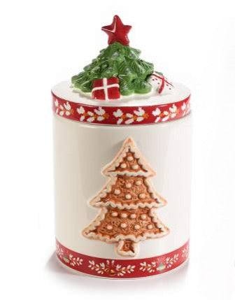 Barattolo in ceramica con Babbo Natale e Albero di Natale