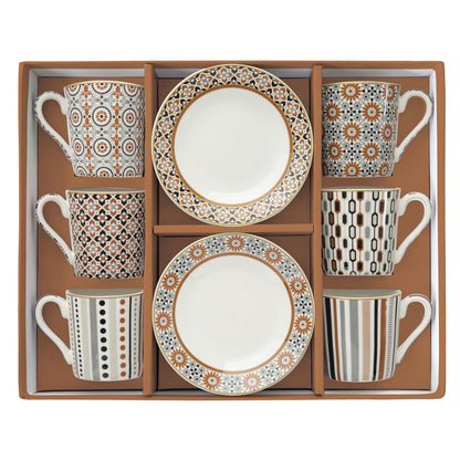 EASY LIFE Set 6 tazzine con piattino Geoethnic