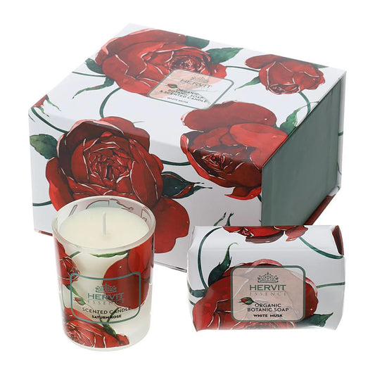 Set Candela 70g e Sapone 120g Hervit Rose Baccarat Bianco – Raffinatezza e Fragranza White Musk